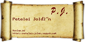 Petelei Jolán névjegykártya